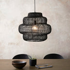 Karys Large Pendant Light | Black Rattan