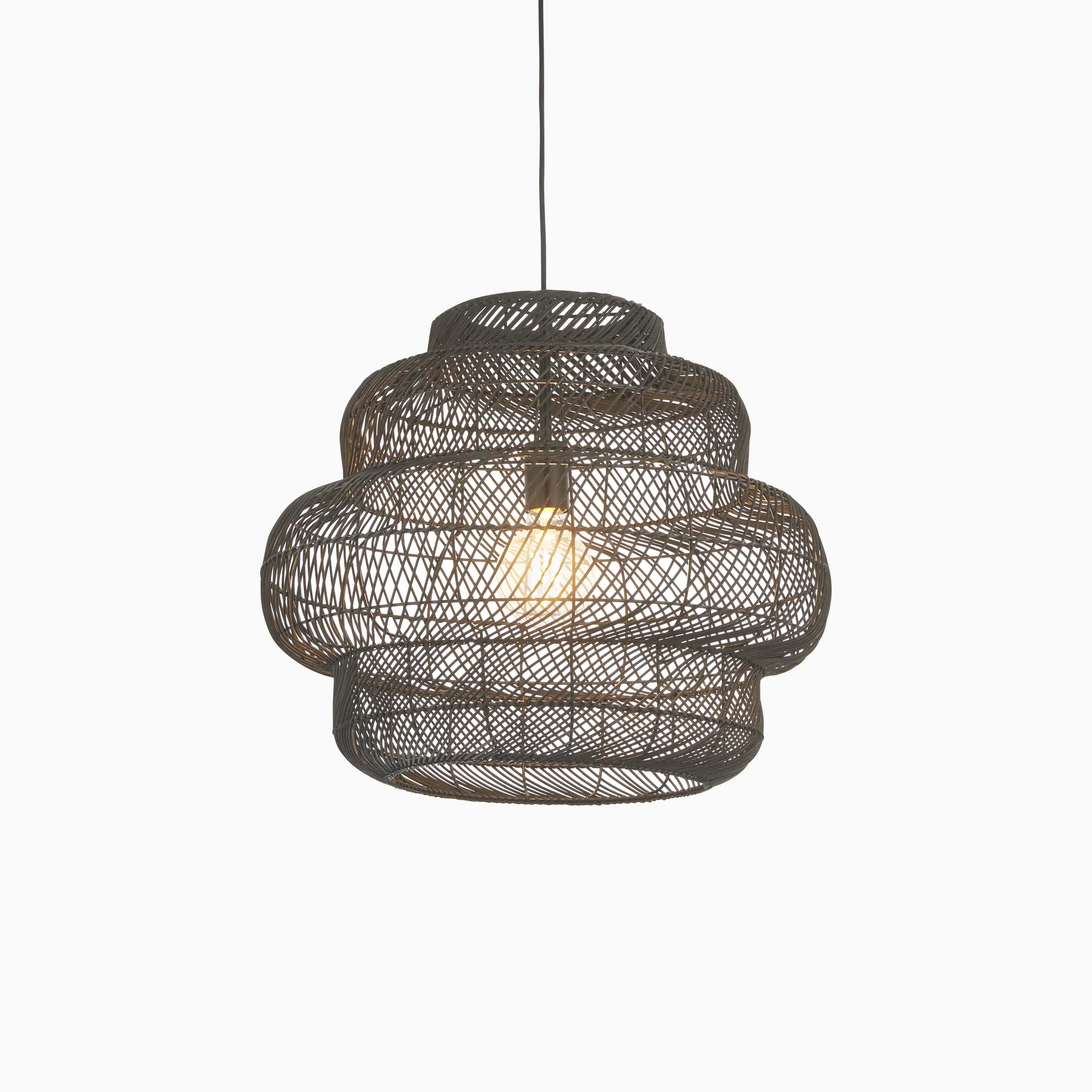 Karys Large Pendant Light | Black Rattan