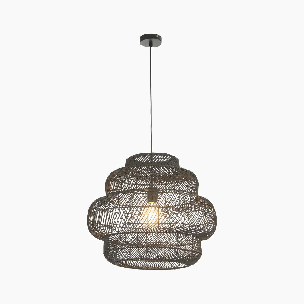 Karys Large Pendant Light | Black Rattan