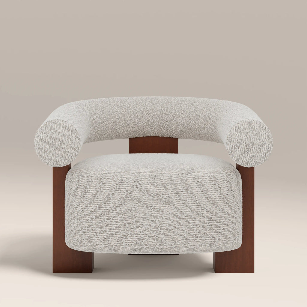 Fawnley Accent Chair | Speckled Stone Sustainable Boucle & Walnut