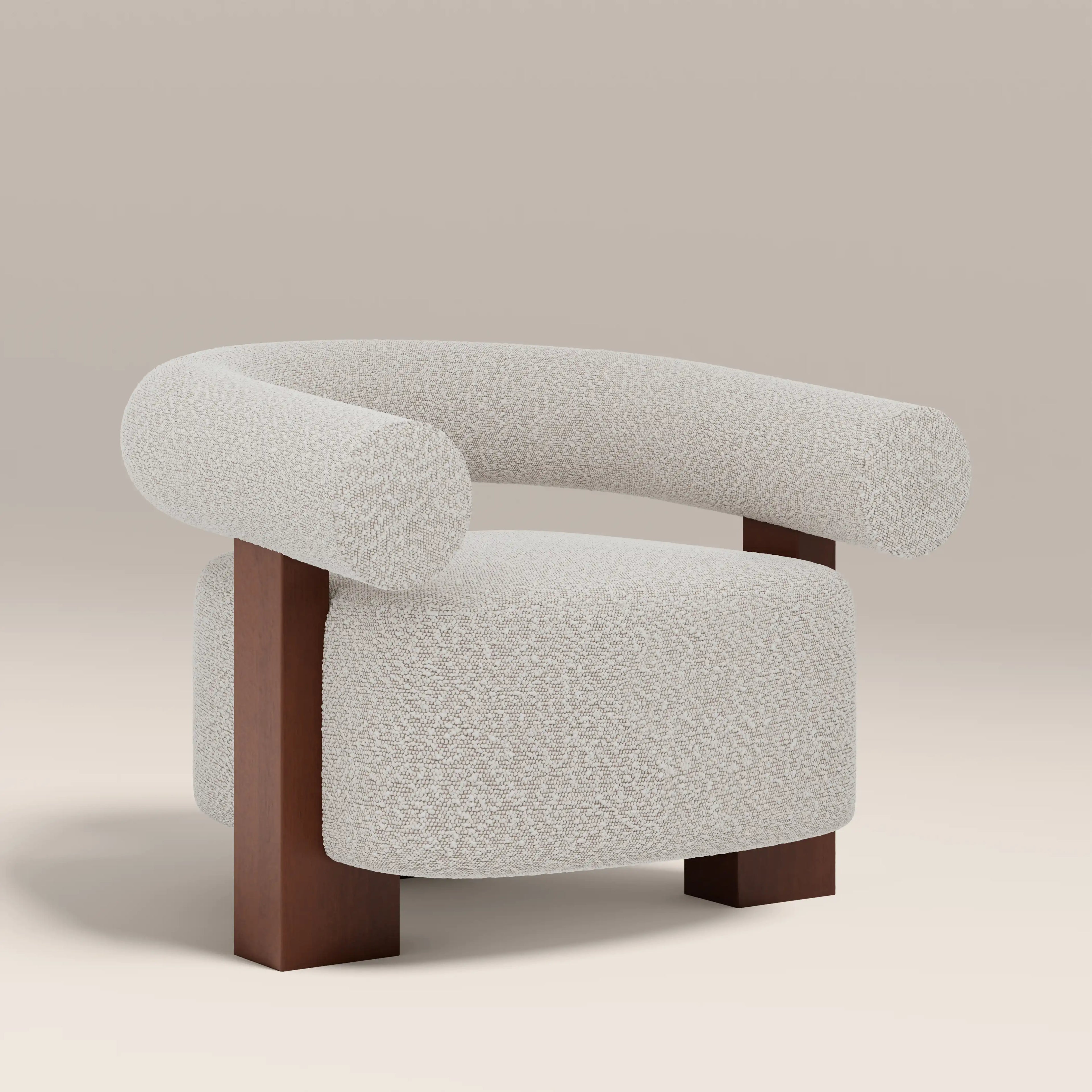 Fawnley Accent Chair | Speckled Stone Sustainable Boucle & Walnut