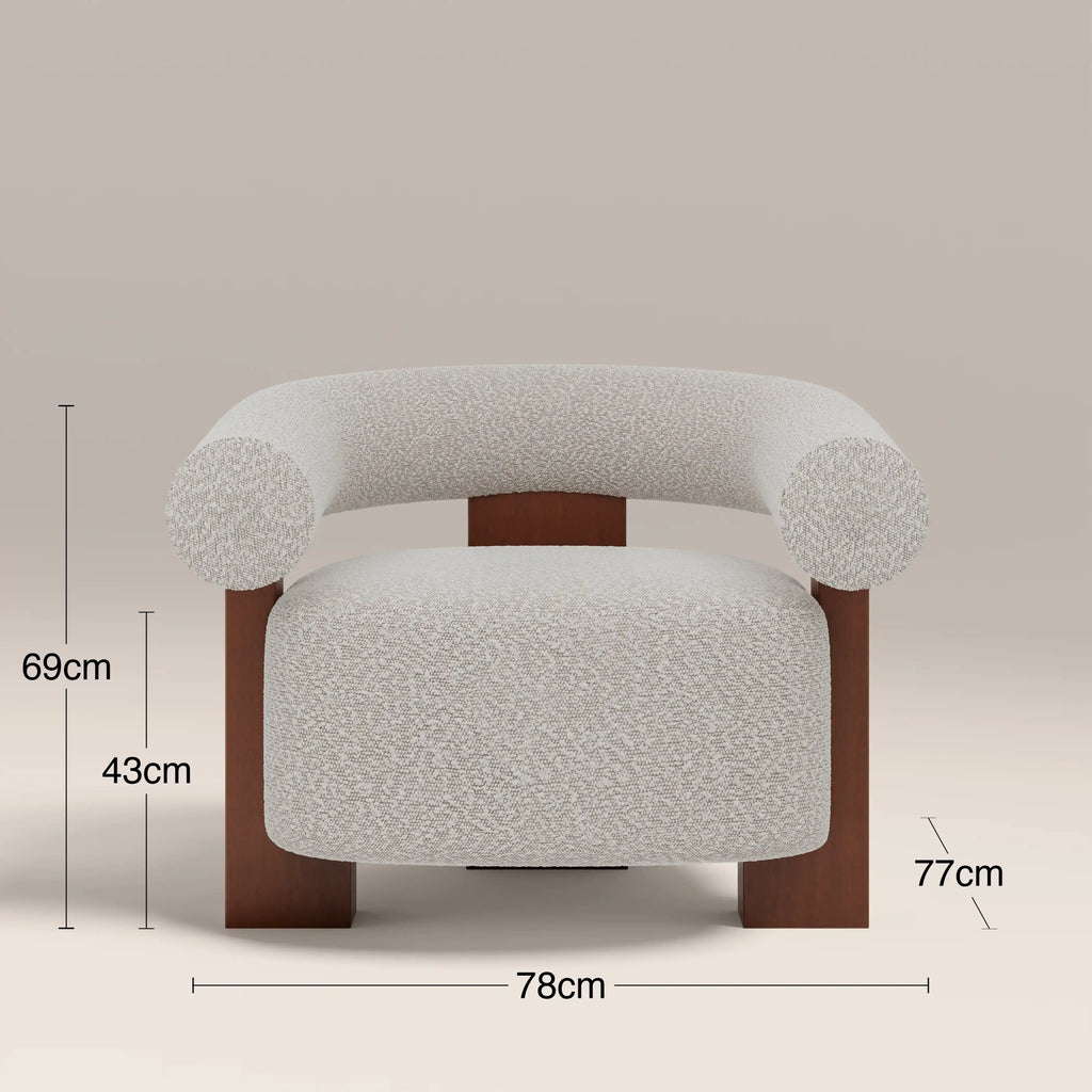 Fawnley Accent Chair | Speckled Stone Sustainable Boucle & Walnut