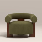 Fawnley Accent Chair | Moss Green Sustainable Mohair Velvet & Walnut