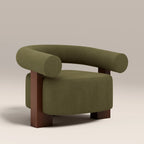 Fawnley Accent Chair | Moss Green Sustainable Mohair Velvet & Walnut