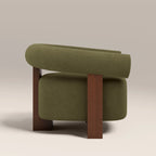 Fawnley Accent Chair | Moss Green Sustainable Mohair Velvet & Walnut