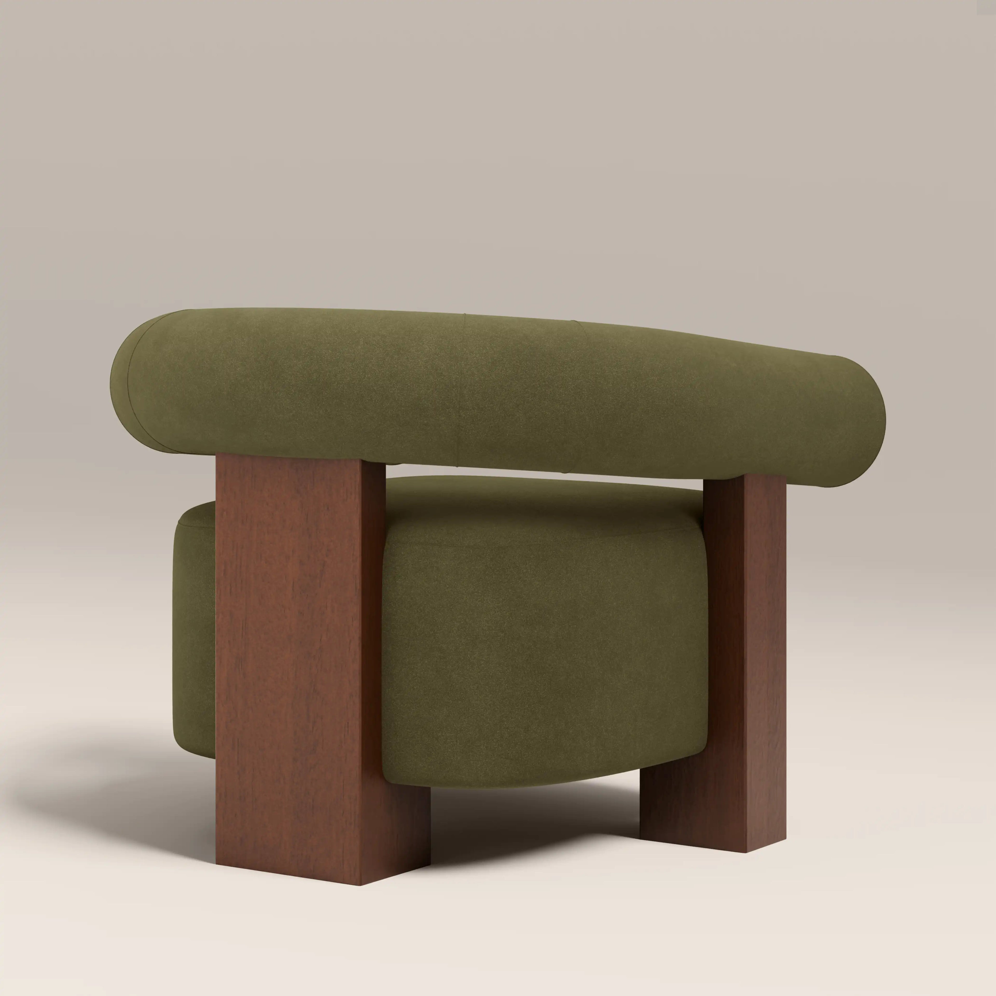 Fawnley Accent Chair | Moss Green Sustainable Mohair Velvet & Walnut