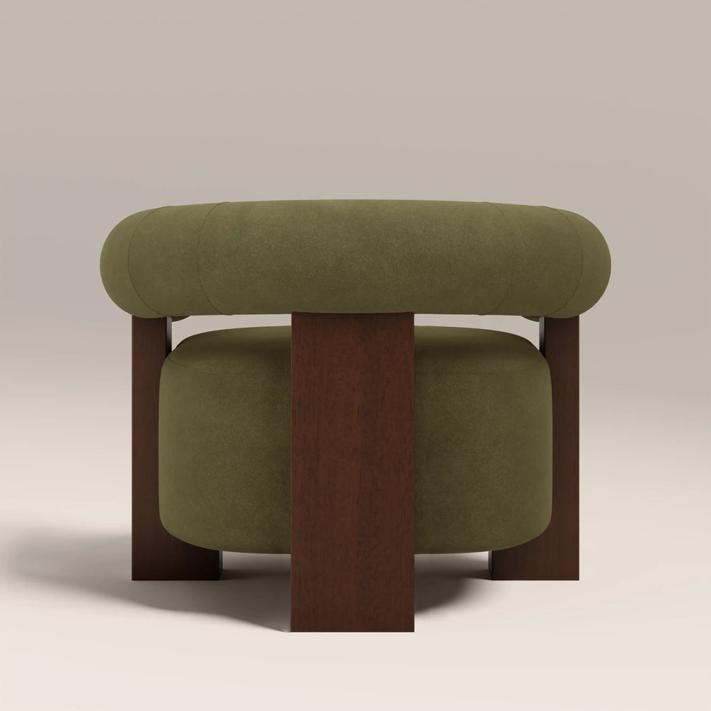 Fawnley Accent Chair | Moss Green Sustainable Mohair Velvet & Walnut