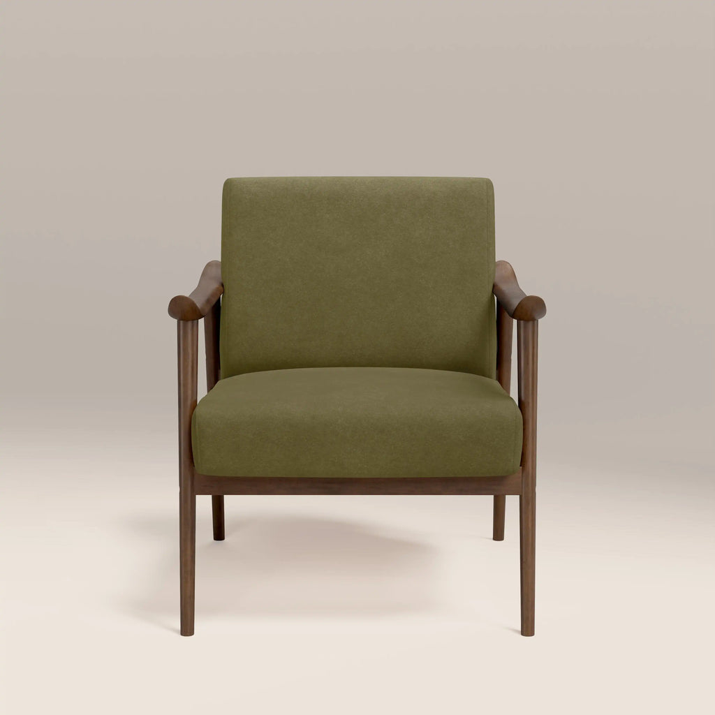 Lola Accent Chair | Moss Green Sustainable Mohair Velvet & Walnut