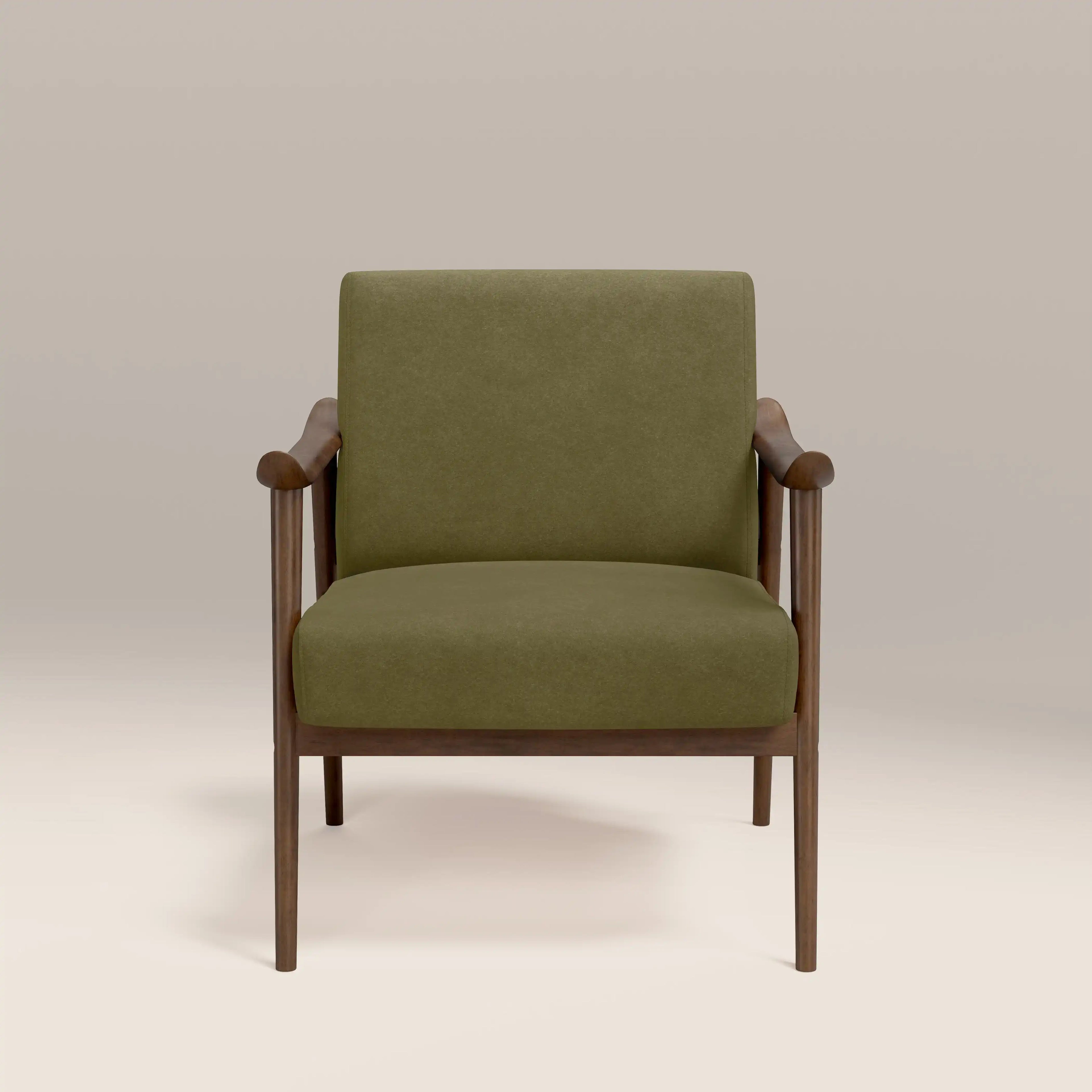 Lola Accent Chair | Moss Green Sustainable Mohair Velvet & Walnut