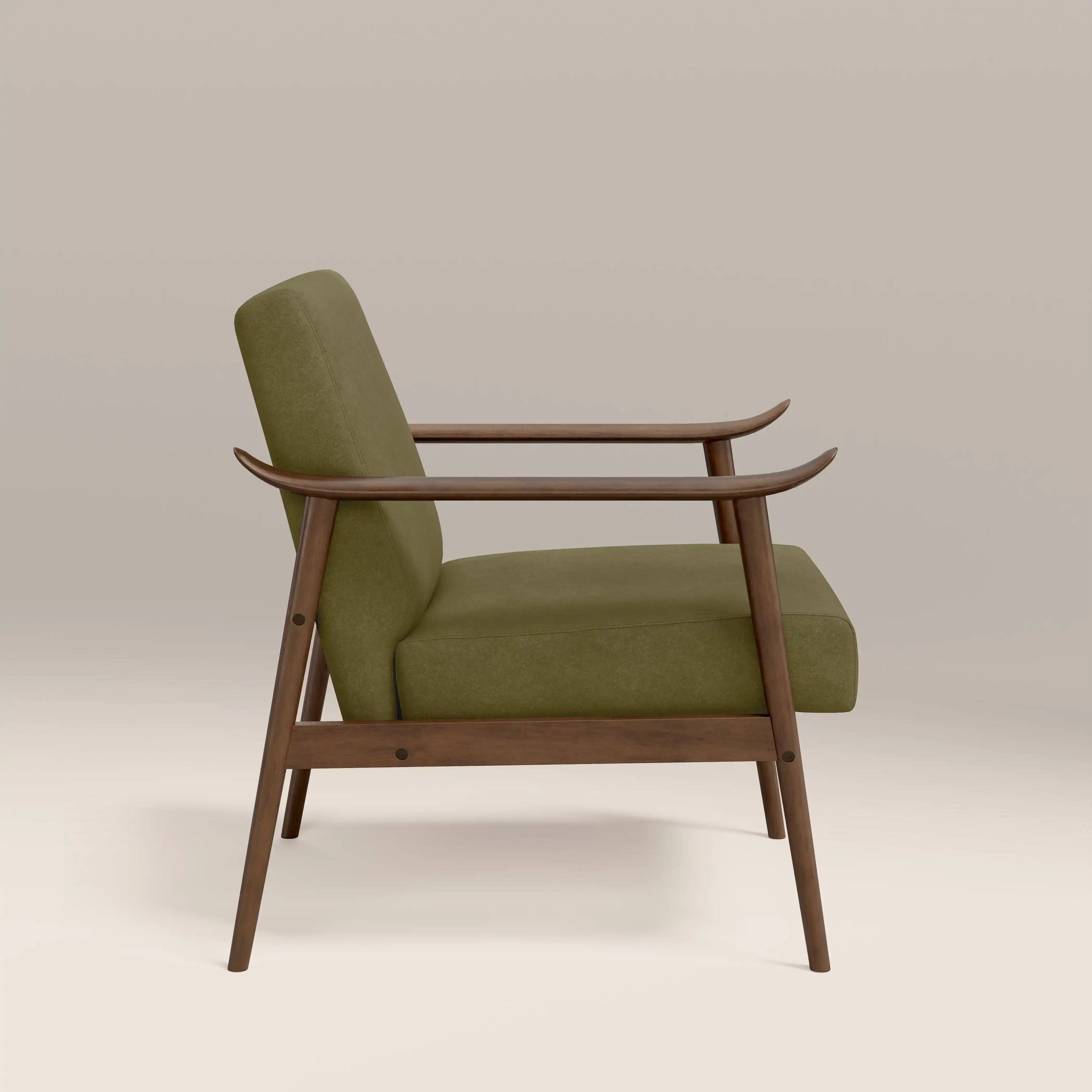 Lola Accent Chair | Moss Green Sustainable Mohair Velvet & Walnut