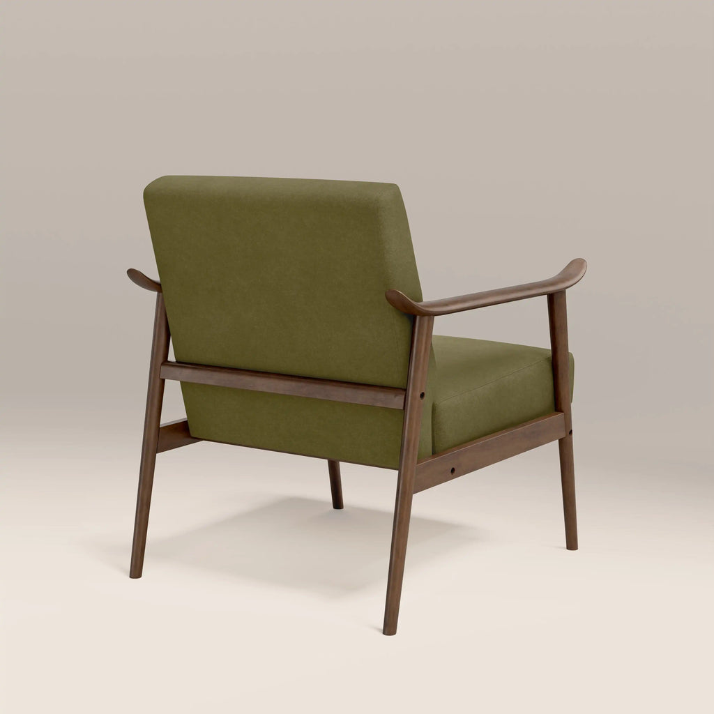 Lola Accent Chair | Moss Green Sustainable Mohair Velvet & Walnut