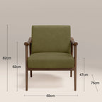 Lola Accent Chair | Moss Green Sustainable Mohair Velvet & Walnut