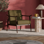 Lola Accent Chair | Moss Green Sustainable Mohair Velvet & Walnut