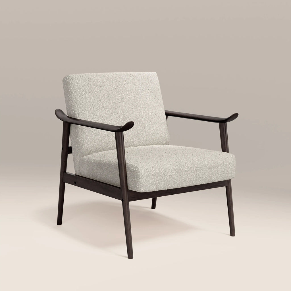 Lola Accent Chair | Speckled Stone Sustainable Boucle & Dark Walnut