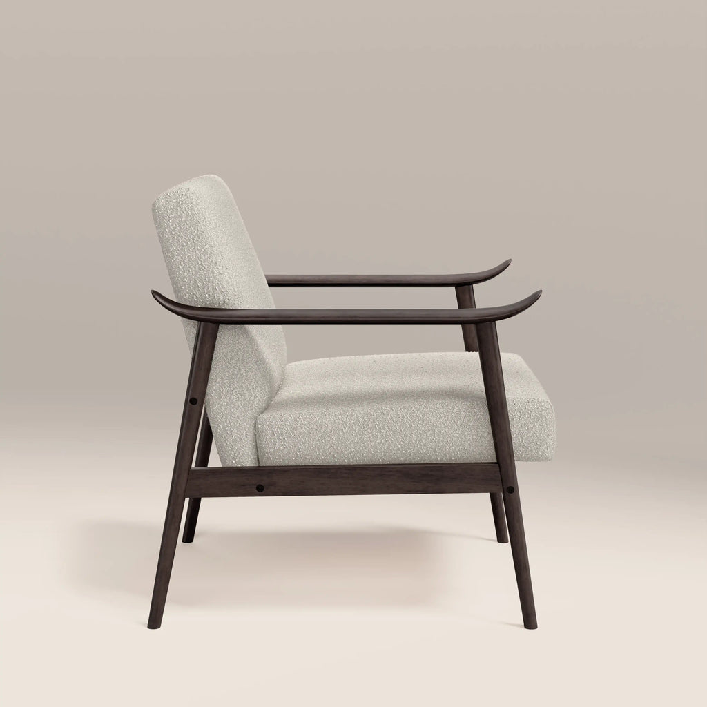 Lola Accent Chair | Speckled Stone Sustainable Boucle & Dark Walnut