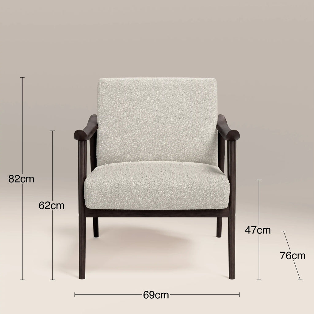 Lola Accent Chair | Speckled Stone Sustainable Boucle & Dark Walnut