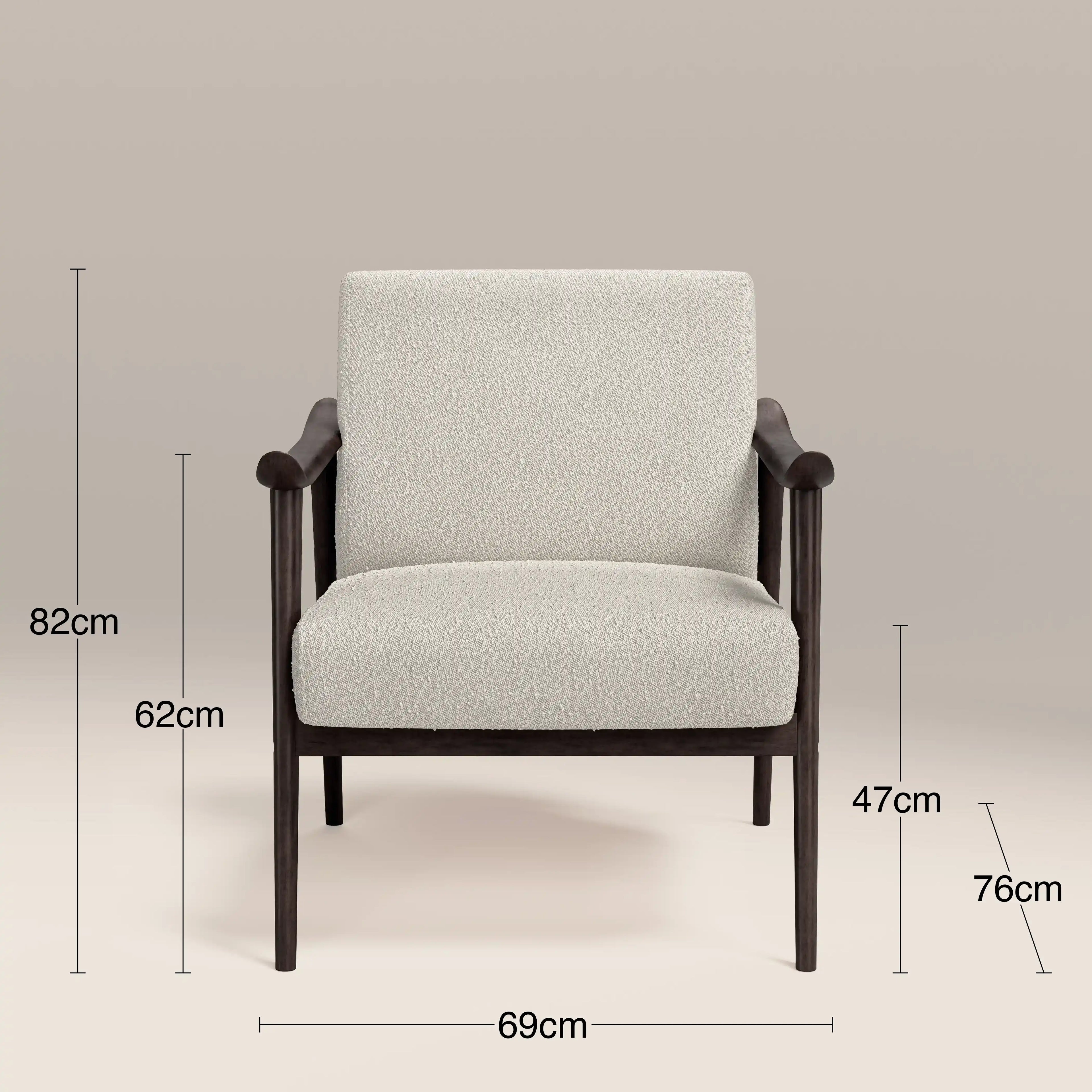 Lola Accent Chair | Speckled Stone Sustainable Boucle & Dark Walnut