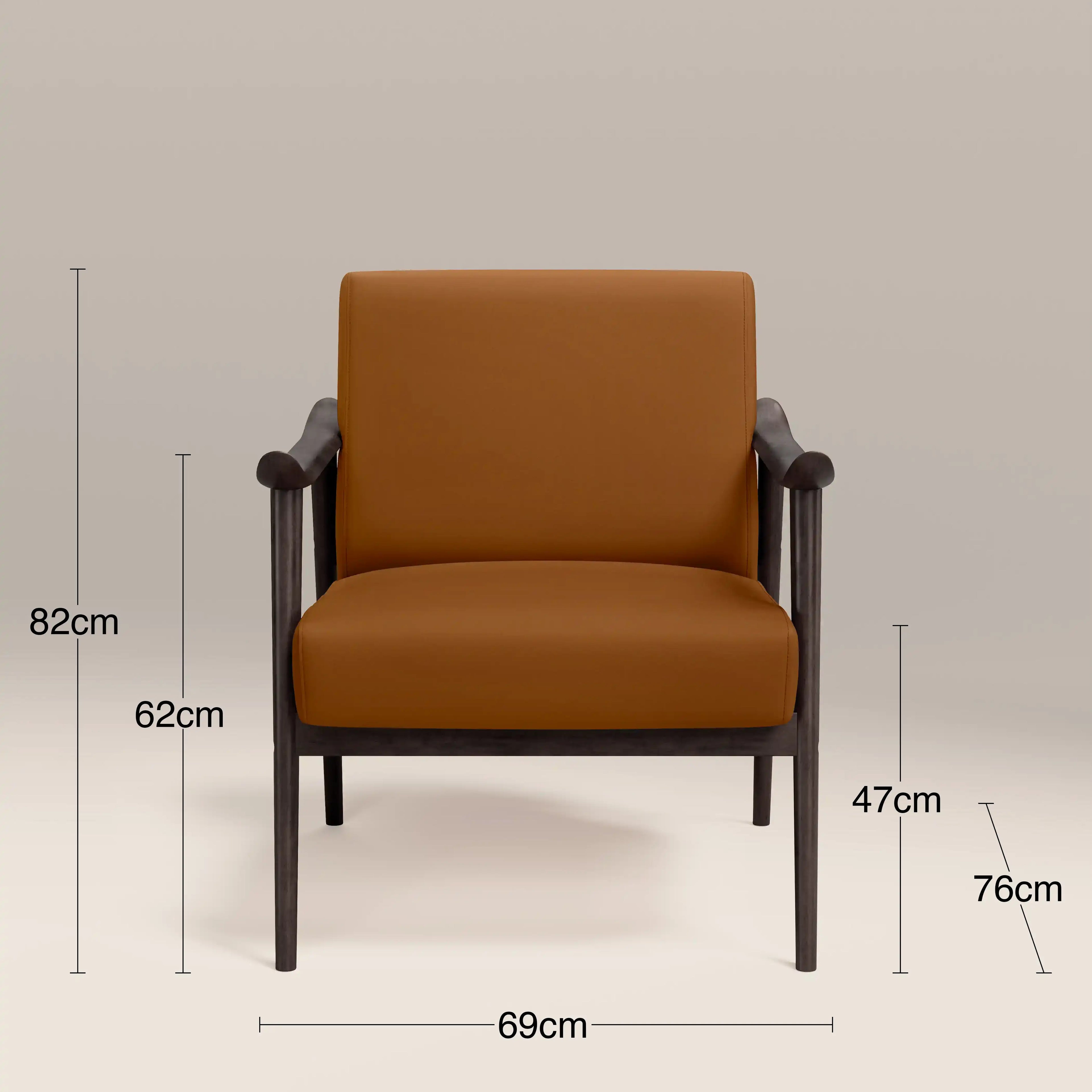 Lola Accent Chair | Tuscan Tan Faux Leather & Dark Walnut