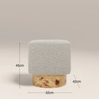 Bidbury Pouffe | Speckled Stone Sustainable Boucle & Burl Wood