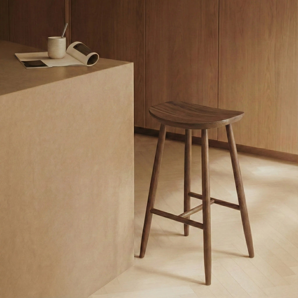 Hatton Wooden Kitchen Stool | Walnut