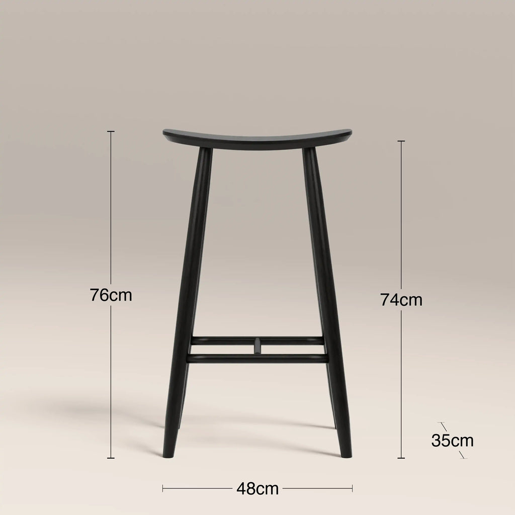 Hatton Wooden Bar Stool | Black