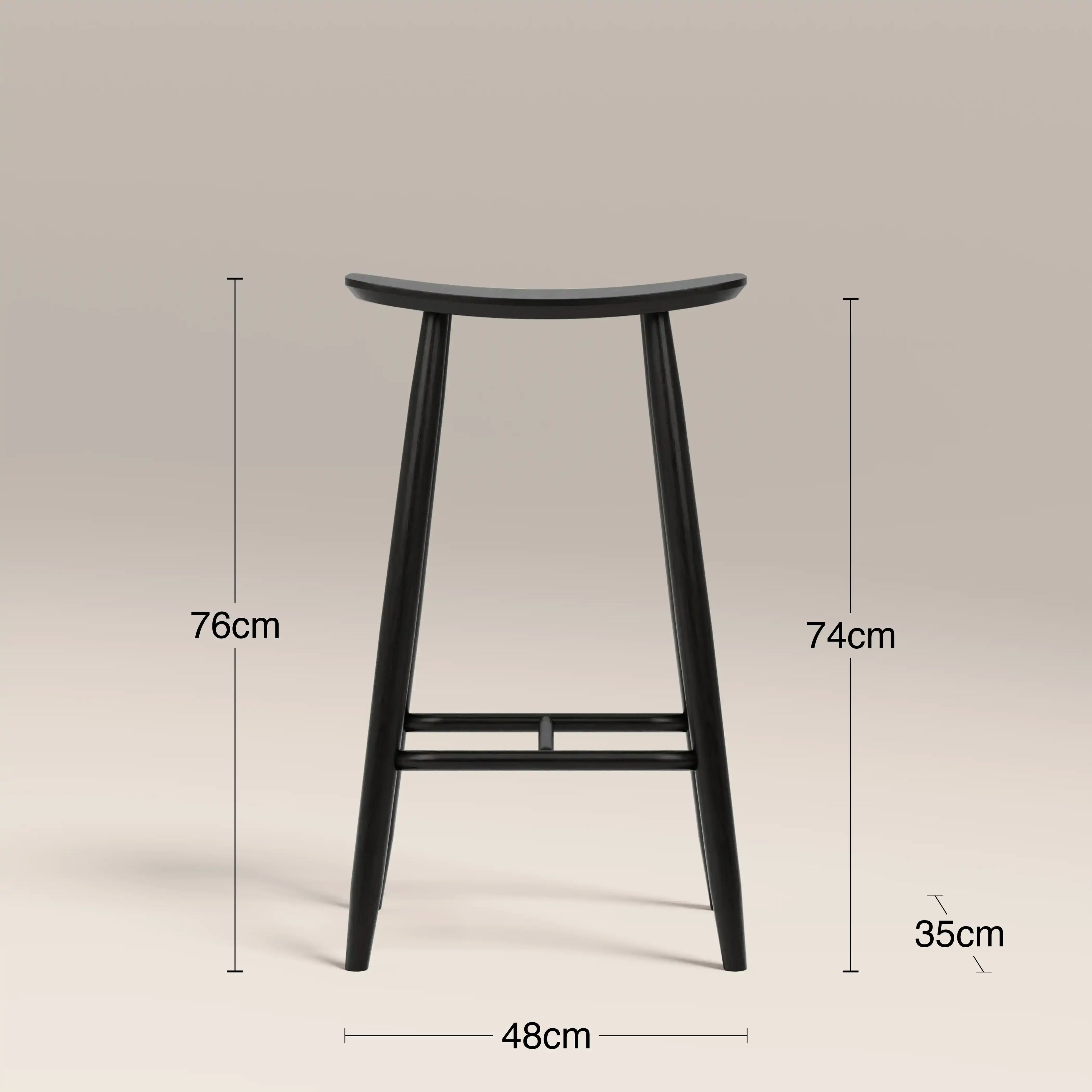 Hatton Wooden Bar Stool | Black