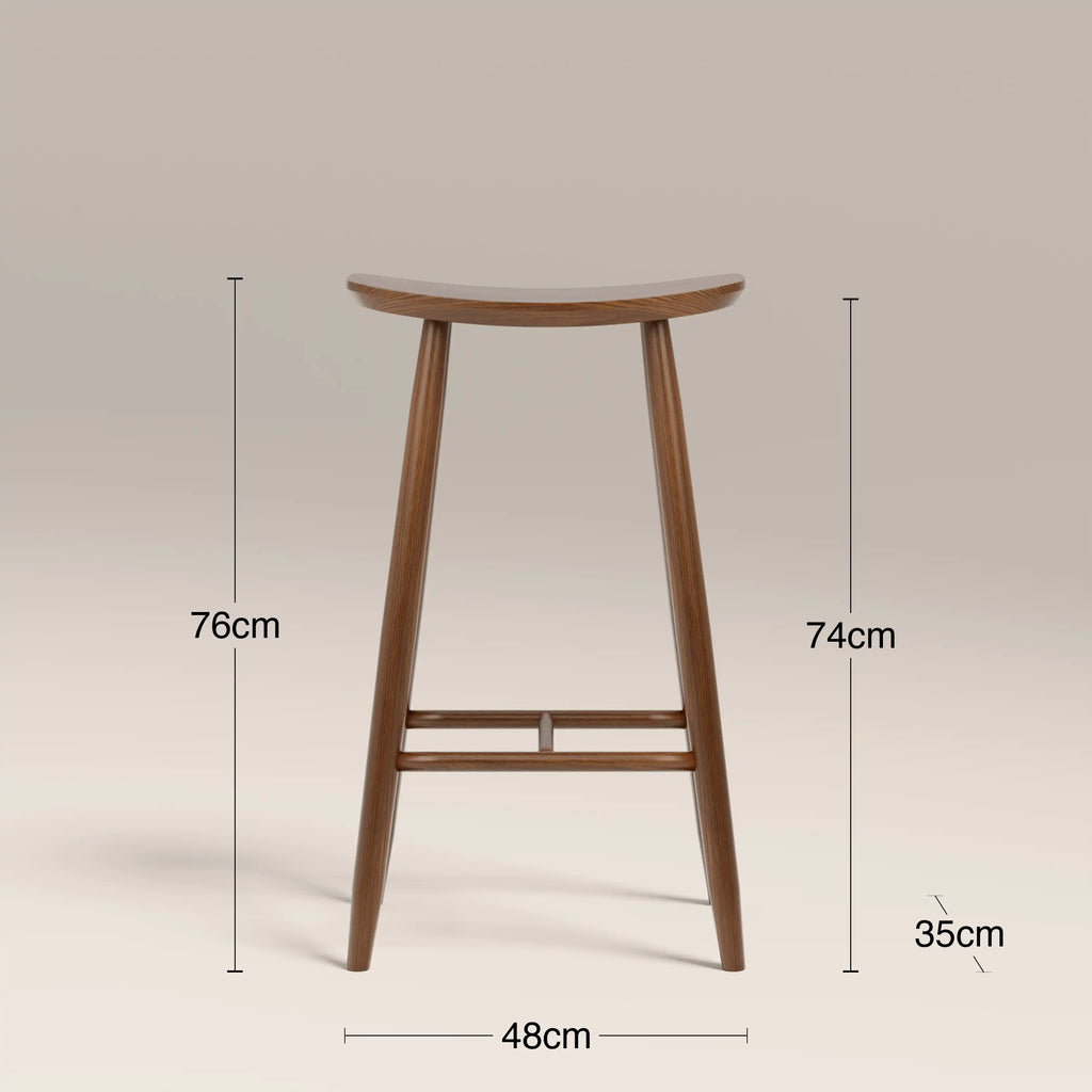 Hatton Wooden Bar Stool | Walnut