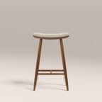 Hatton Wooden Kitchen Stool | Speckled Stone Sustainable Boucle & Walnut
