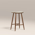 Hatton Wooden Kitchen Stool | Speckled Stone Sustainable Boucle & Walnut