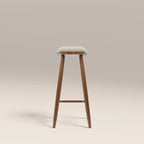 Hatton Wooden Kitchen Stool | Speckled Stone Sustainable Boucle & Walnut
