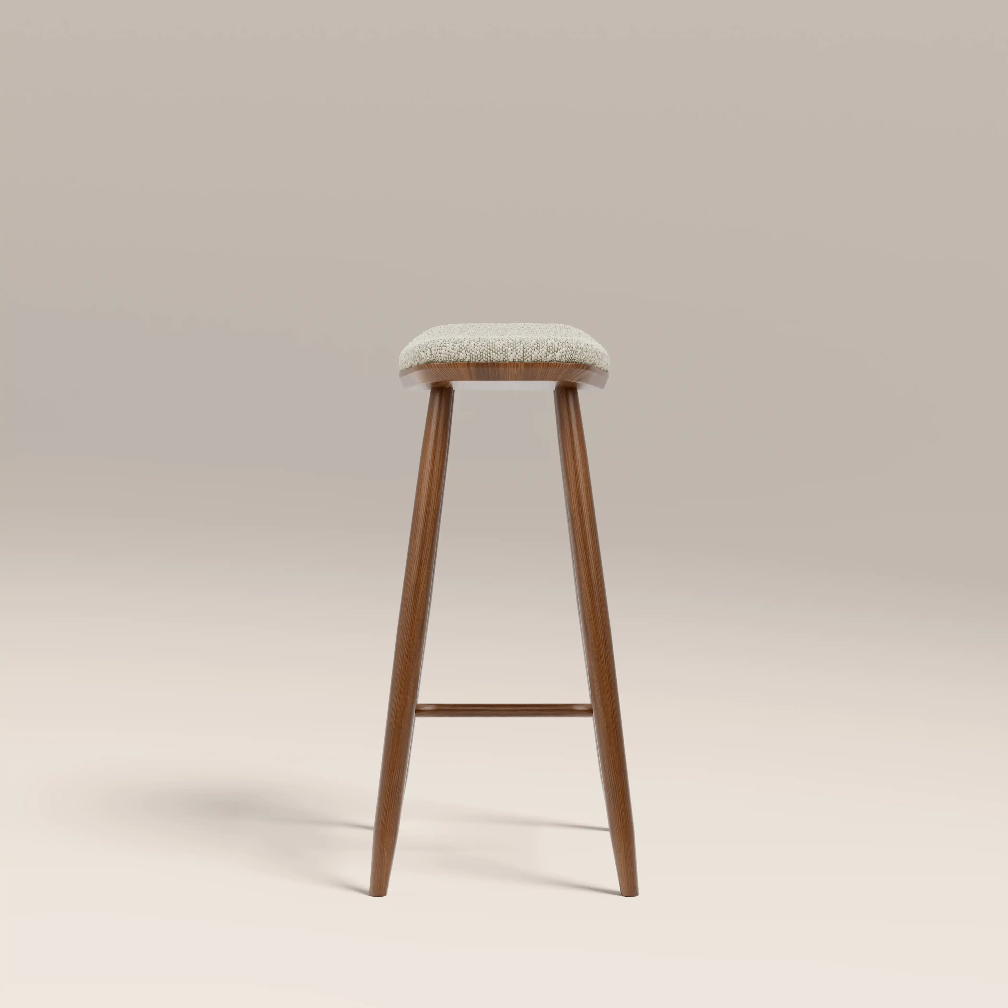Hatton Wooden Kitchen Stool | Speckled Stone Sustainable Boucle & Walnut