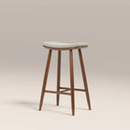 Hatton Wooden Kitchen Stool | Speckled Stone Sustainable Boucle & Walnut