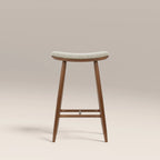 Hatton Wooden Kitchen Stool | Speckled Stone Sustainable Boucle & Walnut