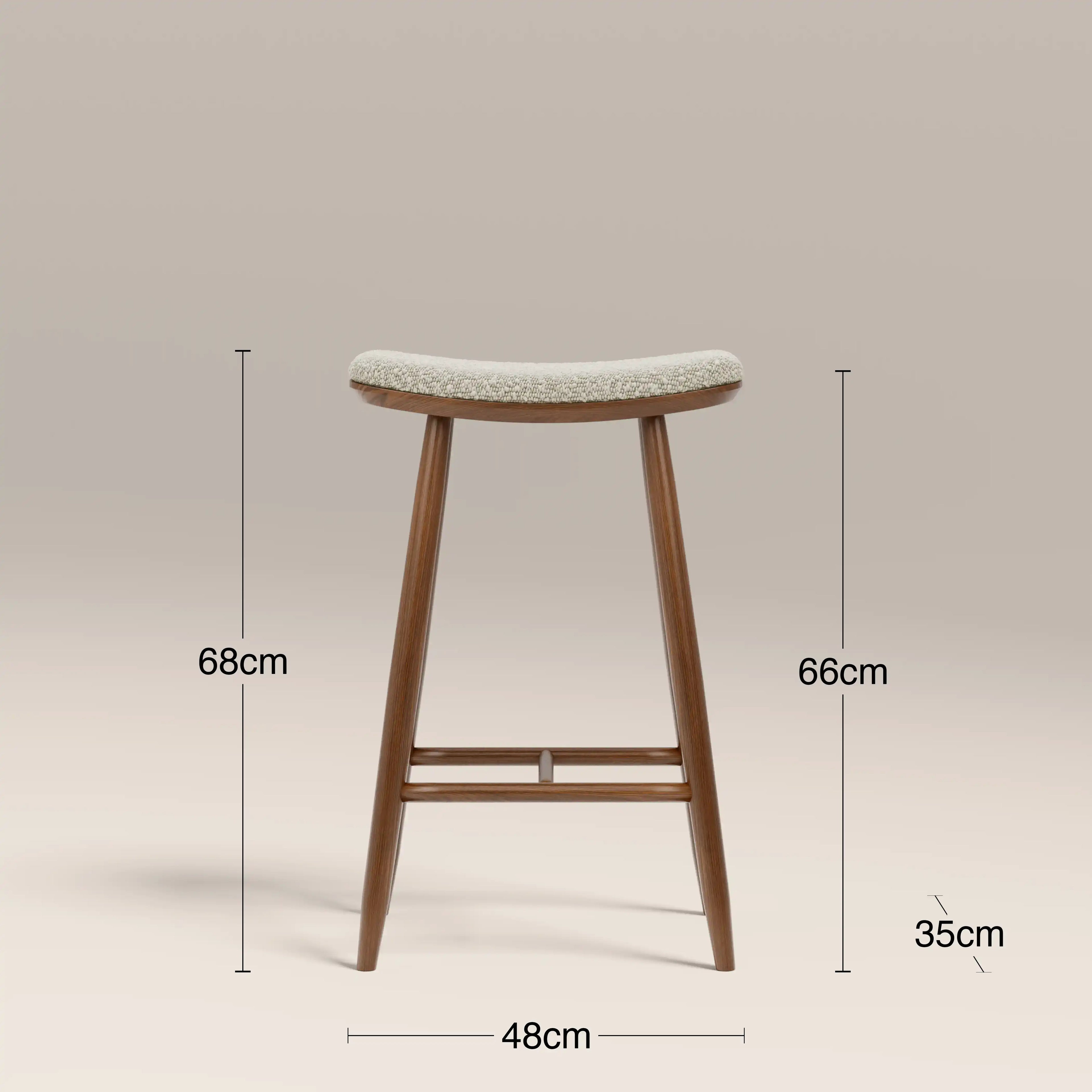 Hatton Wooden Kitchen Stool | Speckled Stone Sustainable Boucle & Walnut