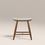 Hatton Wooden Low Stool | Speckled Stone Sustainable Boucle & Walnut
