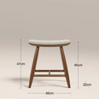 Hatton Wooden Low Stool | Speckled Stone Sustainable Boucle & Walnut
