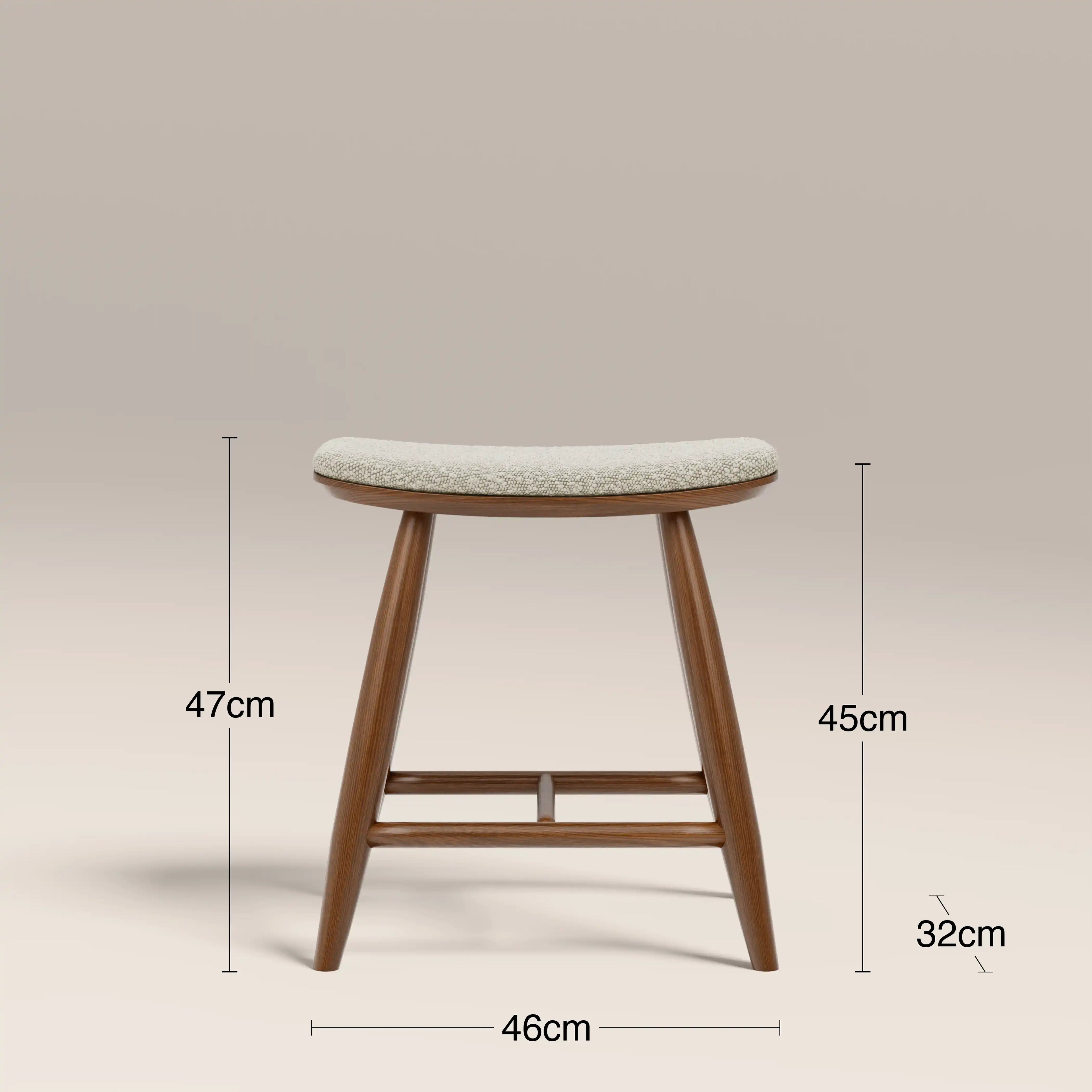 Hatton Wooden Low Stool | Speckled Stone Sustainable Boucle & Walnut