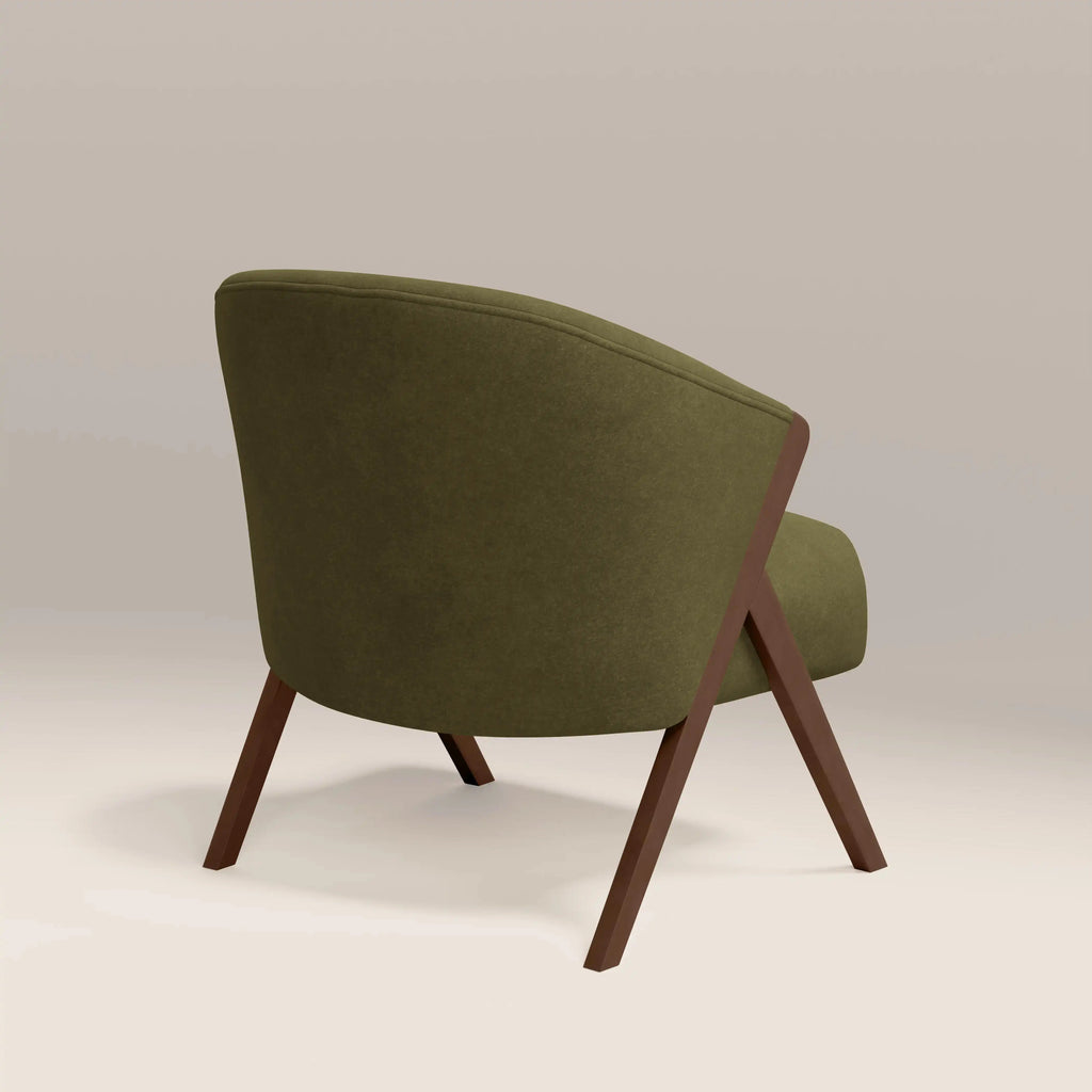 Kira Accent Chair | Moss Green Sustainable Mohair Velvet & Walnut