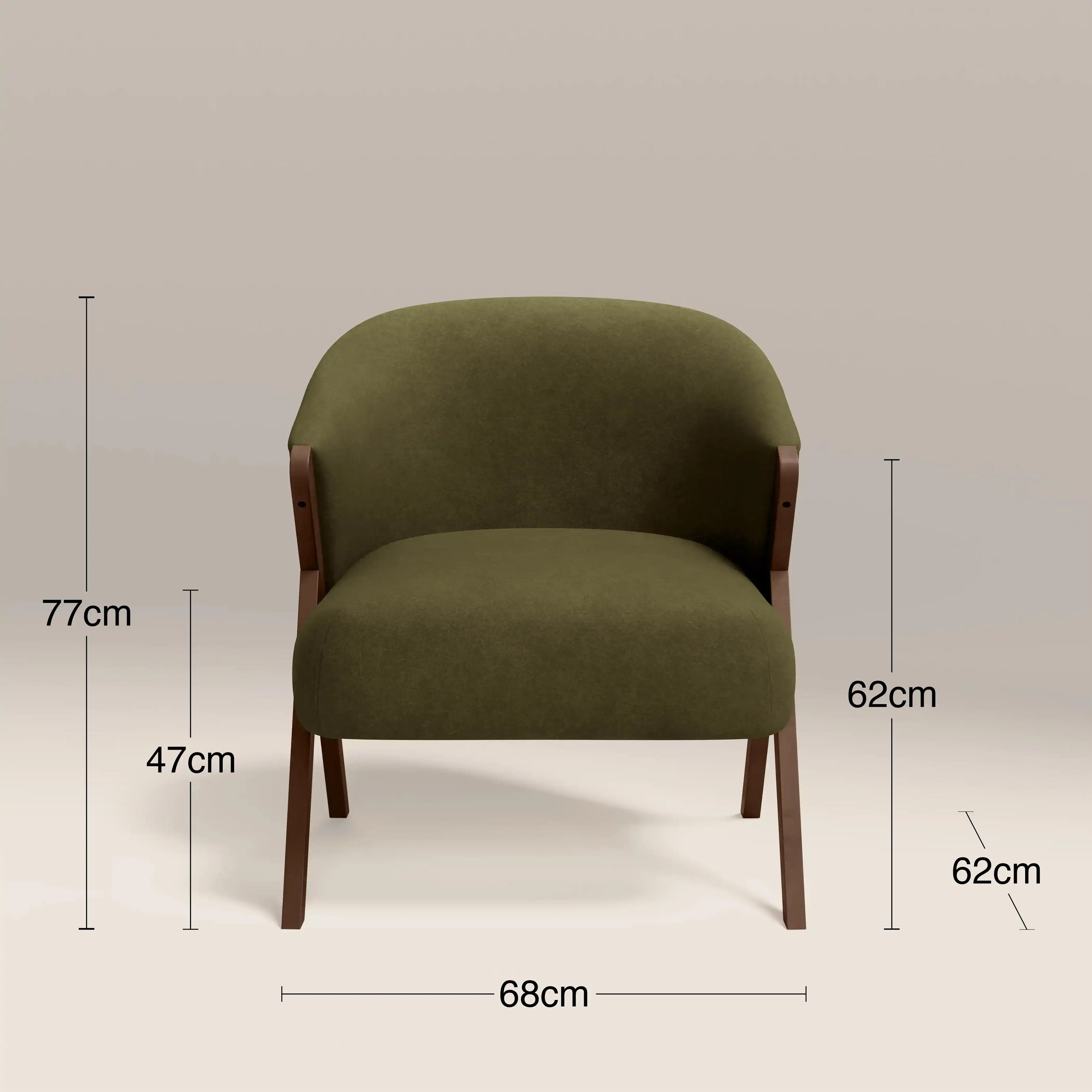Kira Accent Chair | Moss Green Sustainable Mohair Velvet & Walnut