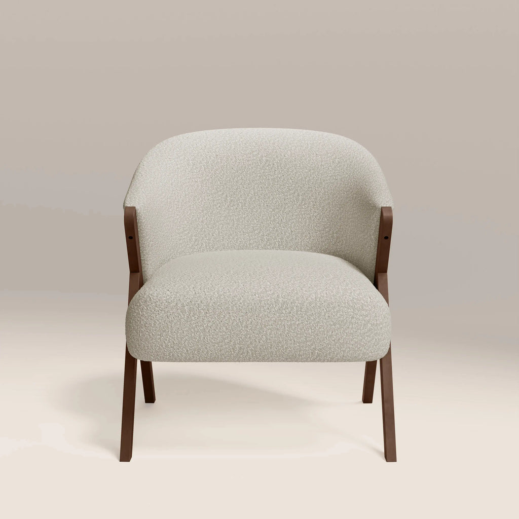 Kira Accent Chair | Speckled Stone Sustainable Boucle & Walnut