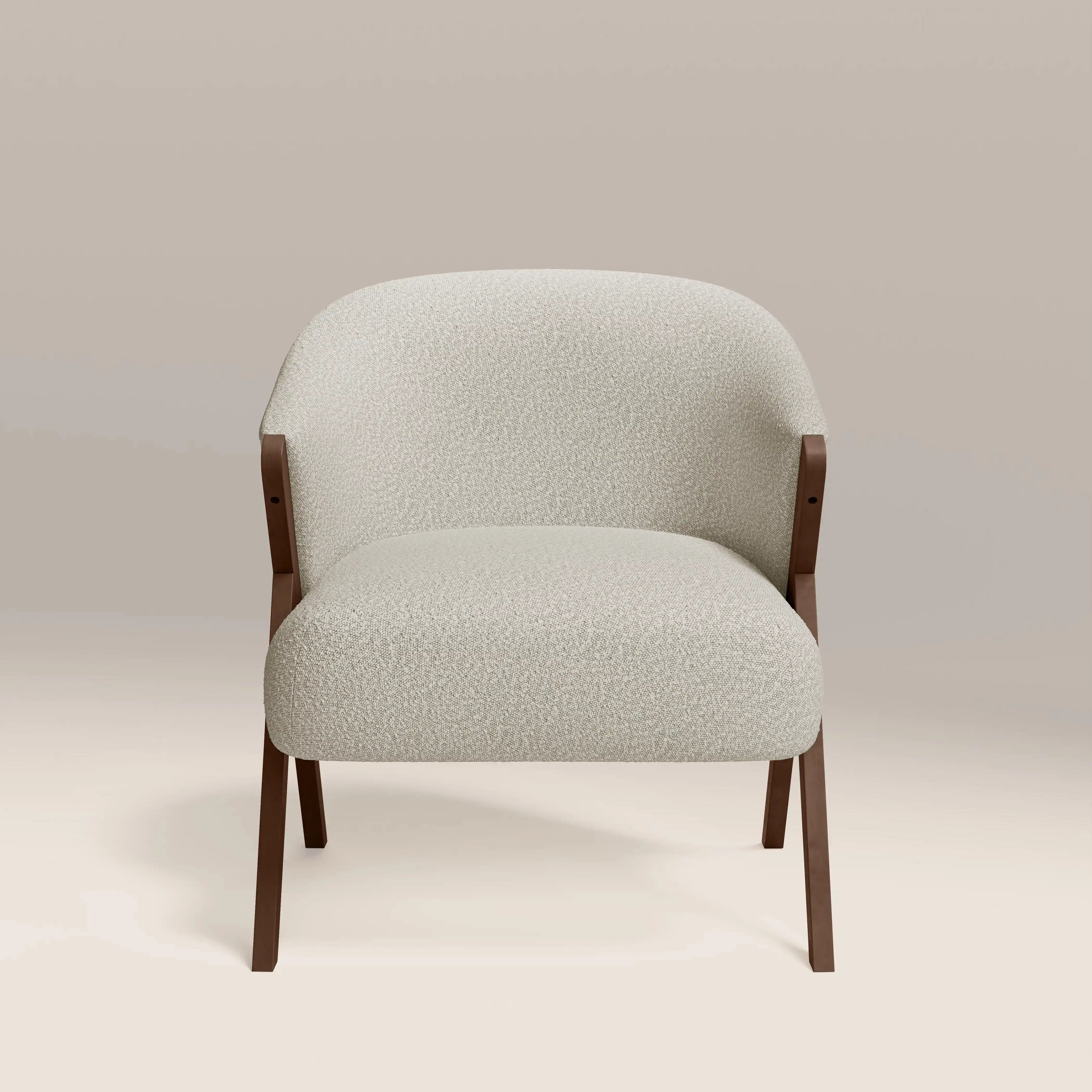 Kira Accent Chair | Speckled Stone Sustainable Boucle & Walnut