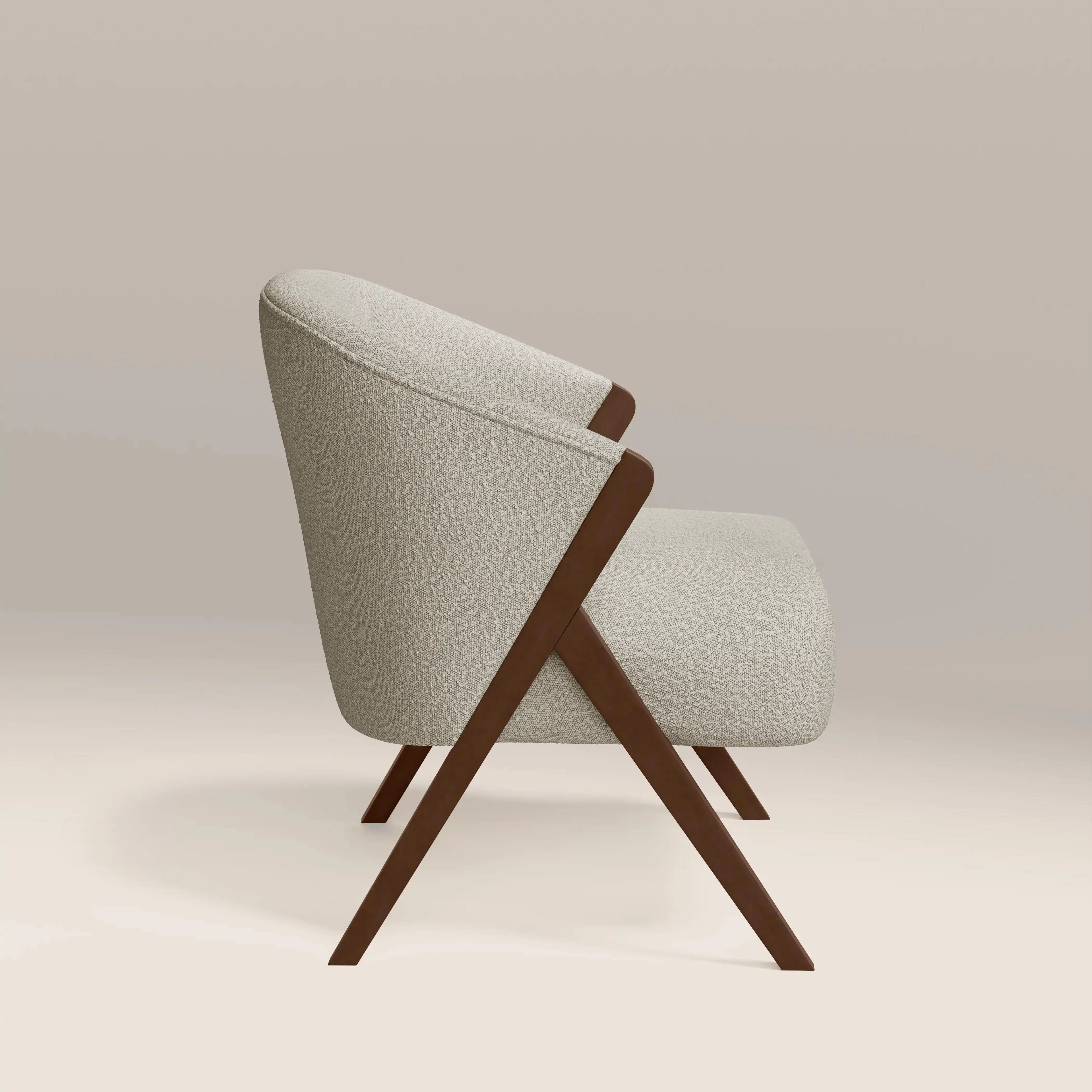 Kira Accent Chair | Speckled Stone Sustainable Boucle & Walnut