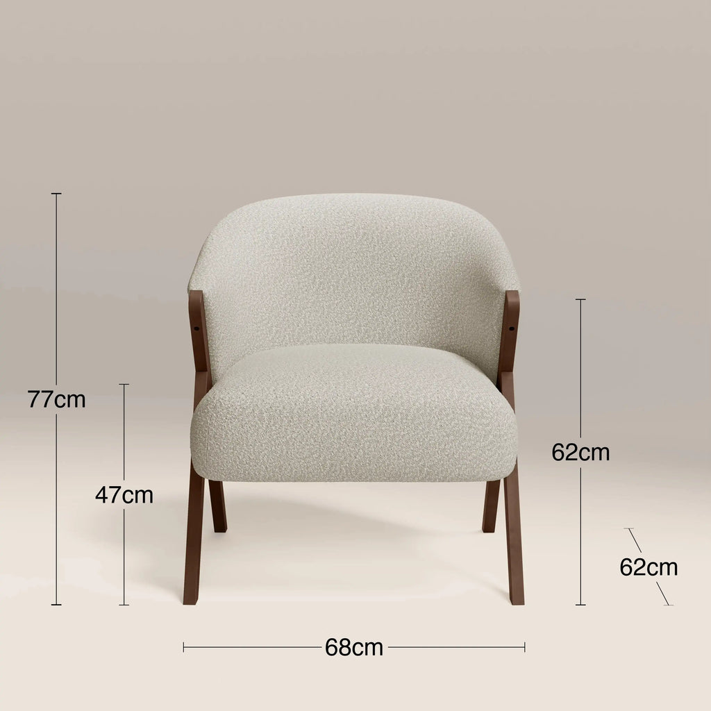 Kira Accent Chair | Speckled Stone Sustainable Boucle & Walnut