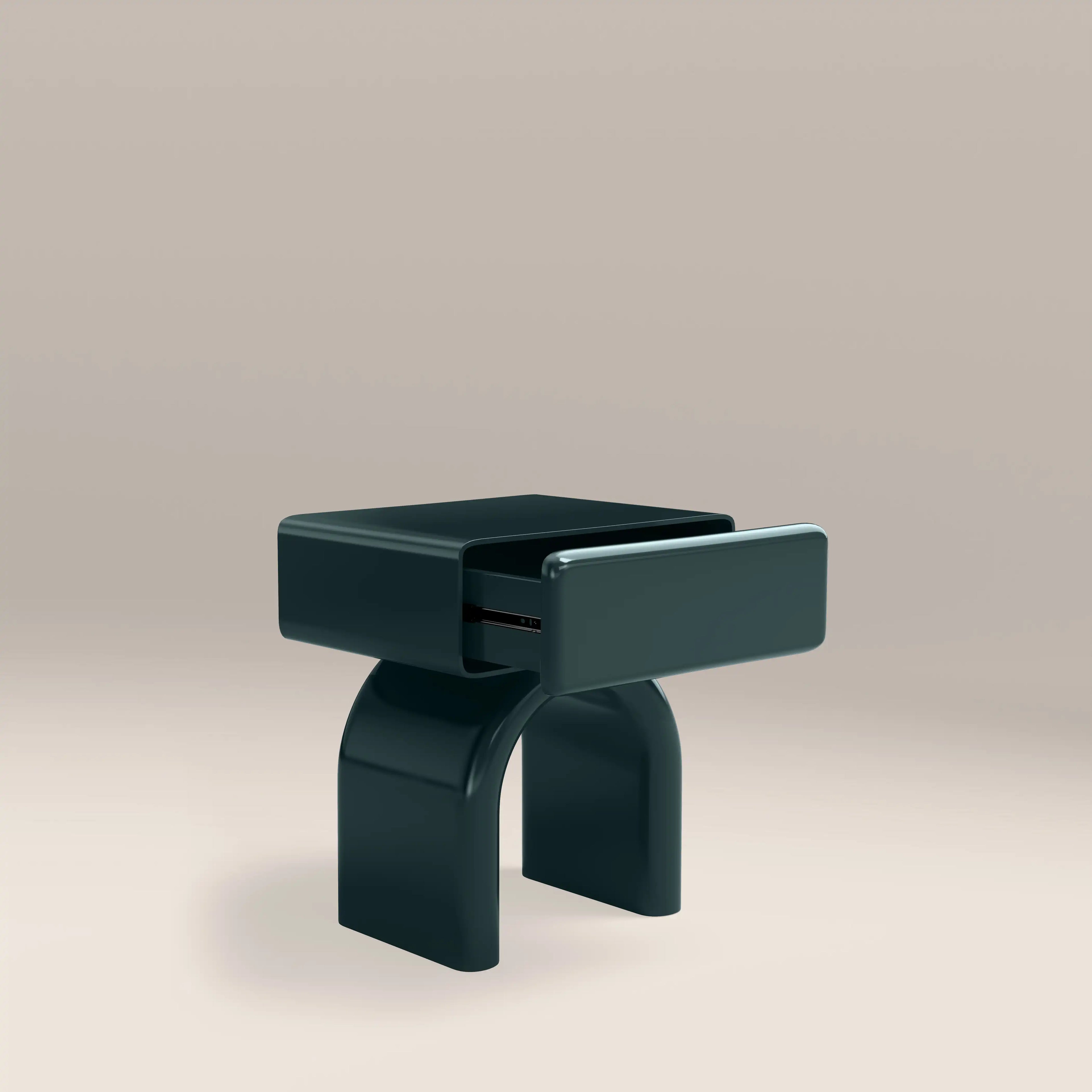 Kudo 1 Drawer Bedside Table | High Gloss Emerald Green