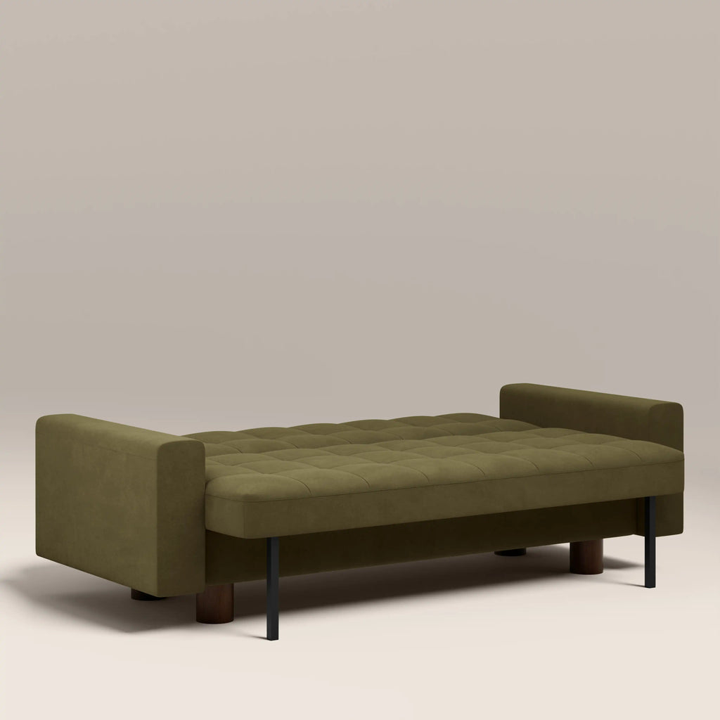Diego 2 Seater Sofa Bed | Moss Green Mohair Sustainable Velvet