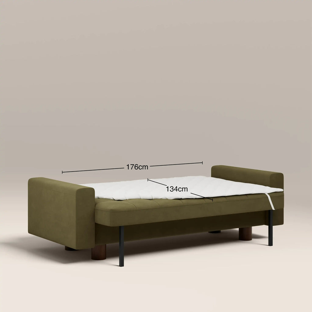 Diego 2 Seater Sofa Bed | Moss Green Mohair Sustainable Velvet