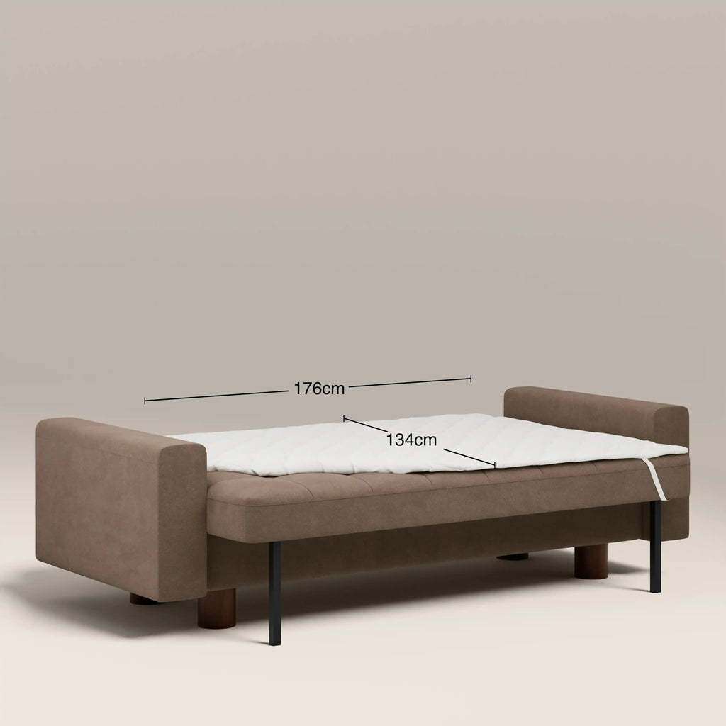 Diego 2 Seater Sofa Bed | Truffle Brown Mohair Sustainable Velvet