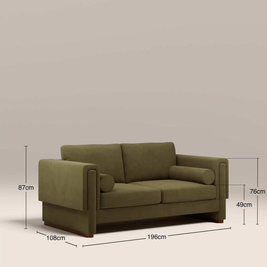 Ava 2 Seater Sofa Bed | Moss Green Mohair Sustainable Velvet