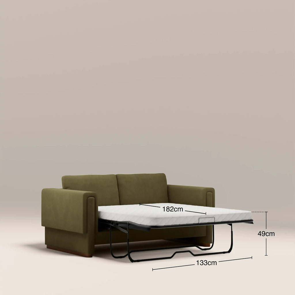Ava 2 Seater Sofa Bed | Moss Green Mohair Sustainable Velvet