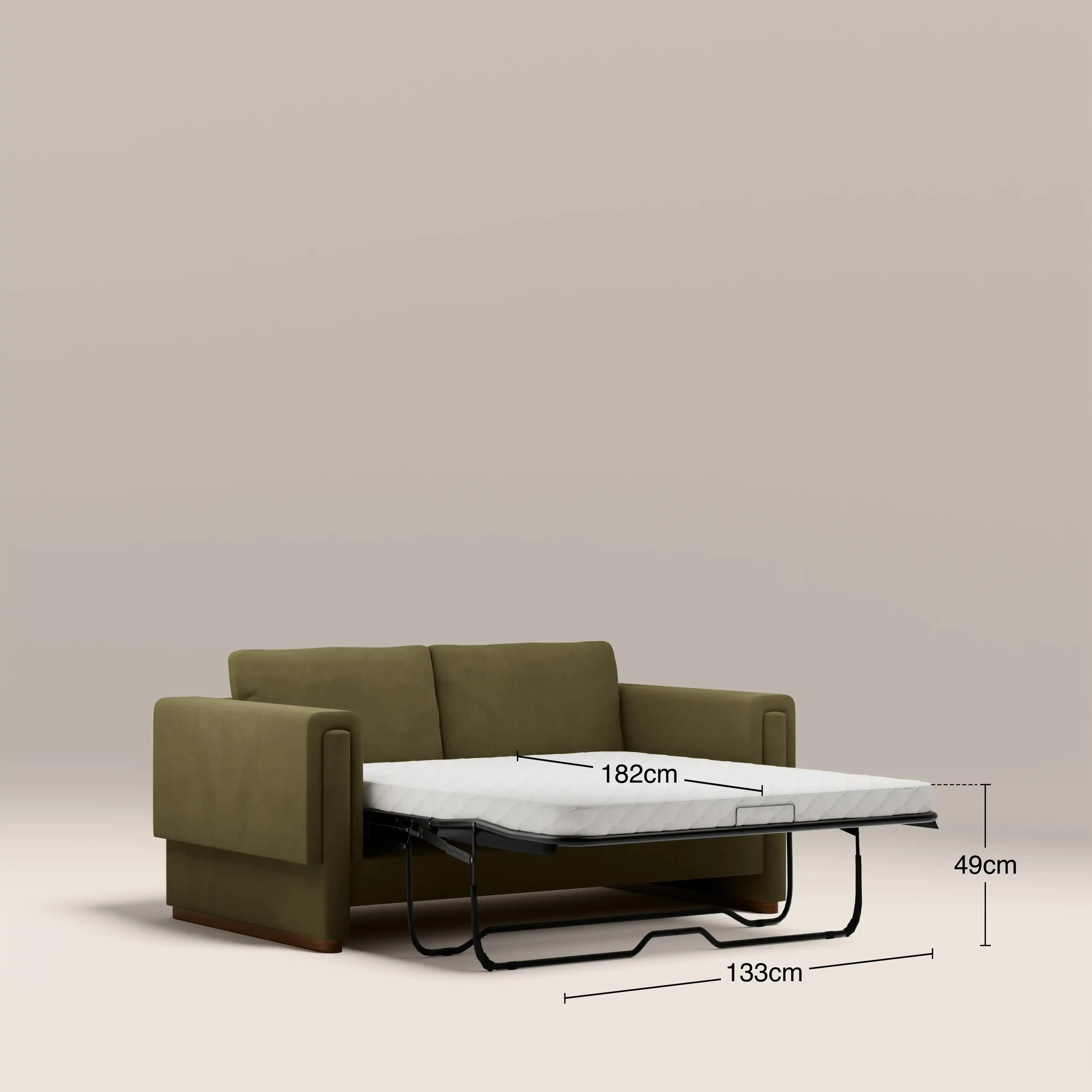 Ava 2 Seater Sofa Bed | Moss Green Mohair Sustainable Velvet